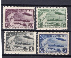 RUSSIA YR 1931,SC C30-33,MI 402A-05A,MLH,ZEPPELIN,POLAR BEAR,N POLE,QUICK SALE