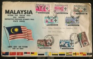 1965 Binatang Sarawak Malaya First Day Cover FDC To Mar De Plata Argentina