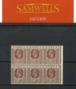 NIGERIA KGV Stamps SG.20var 2d Chocolate (Die II) BOOKLET PANE Mint MNH SS3408