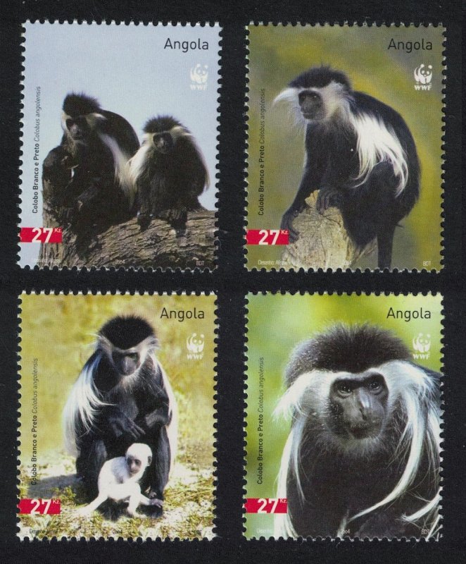 Angola WWF Black-and-white Colobus 4v SG#1717-1720 MI#1745-1748 SC#1279 a-d