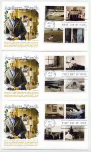 5212 Andrew Wyeth, set of 12 on 3, Panda Cachets, FDCs