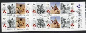 Australia SG4466a Animals in War booklet (SB519) pane of 10 Fine Used