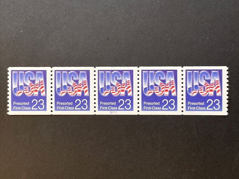 US PNC5 23c USA Flag Presorted First Class Stamp Sc# 2608 Plate S111 MNH