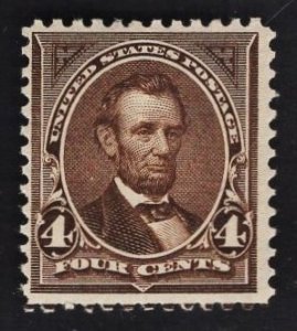 US #254 4c Dark Brown Lincoln MINT NH  SCV $600