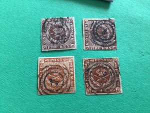 Denmark 4 early used stamps A12030
