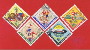Mongolia #285-289 VF used  Soccer   Free S/H
