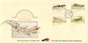 Zimbabwe - 1989 Geckos FDC SG 746-749
