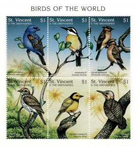St. Vincent 1997 SC# 2419 Birds of the World, Warbler - Sheet of 6 Stamps - MNH