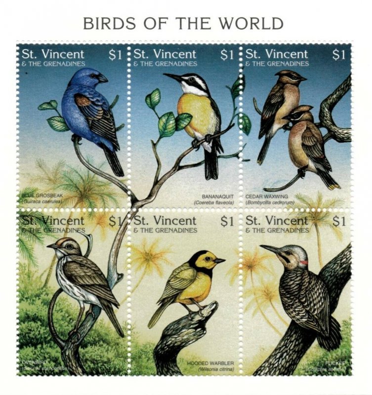 St. Vincent 1997 SC# 2419 Birds of the World, Warbler - Sheet of 6 Stamps - MNH