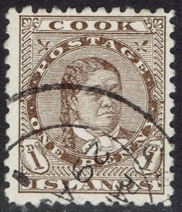 COOK ISLANDS 1893 QUEEN 1D WMK STAR NZ SG TYPE W12B PERF 11 USED