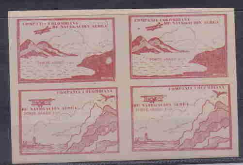 COLOMBIA AIR MAIL BLx4 BIPLANE, MOUNTAINS AAE1383