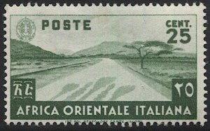 ITALIAN EAST AFRICA  Italy 1938 Sc 7  25c  LH  VF, Road/Tree