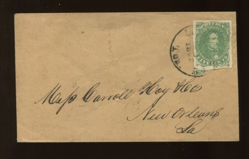 Confederate States 1 Used Stamp on Cover Memphis to New Orleans PF Cert (Cv 640)