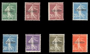 France, Specimens YT159/195 Cat€201, Semeuse, set of eight, overprinted Spe...