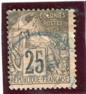 FRENCH COLONIES; 1881 classic perf Commerce issue fine used 25c. value