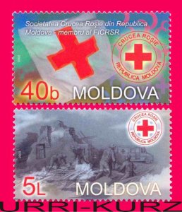 MOLDOVA 2003 Medicine Medical Society of Red Cross Flag Emblem 2v Sc447-448 MNH