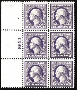 U.S. #529 MINT PL# Block OG LH 