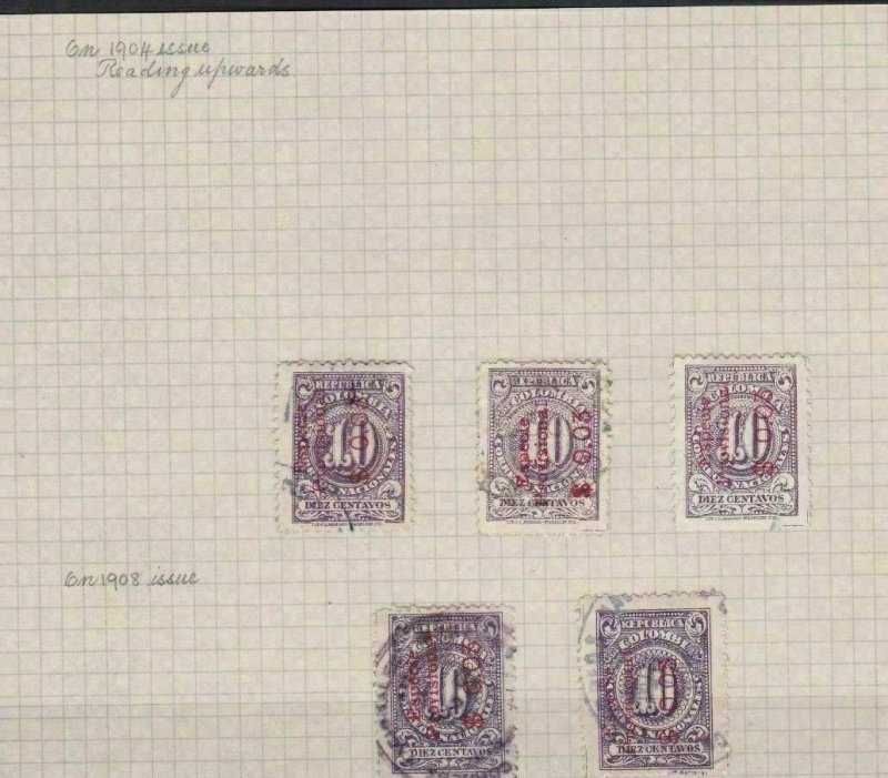 COLOMBIA 1904 - 08  OVERPRINT READING UPWARDS STAMPS  REF 5335