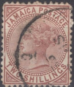 ZAYIX - Jamaica 14 used - 1875 2sh red brown, WMK 1, Queen Victoria 040322-S57