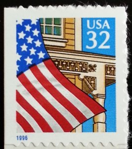 1996 32c Flag over Porch, Blue Date, SA Scott 2920d Mint F/VF NH