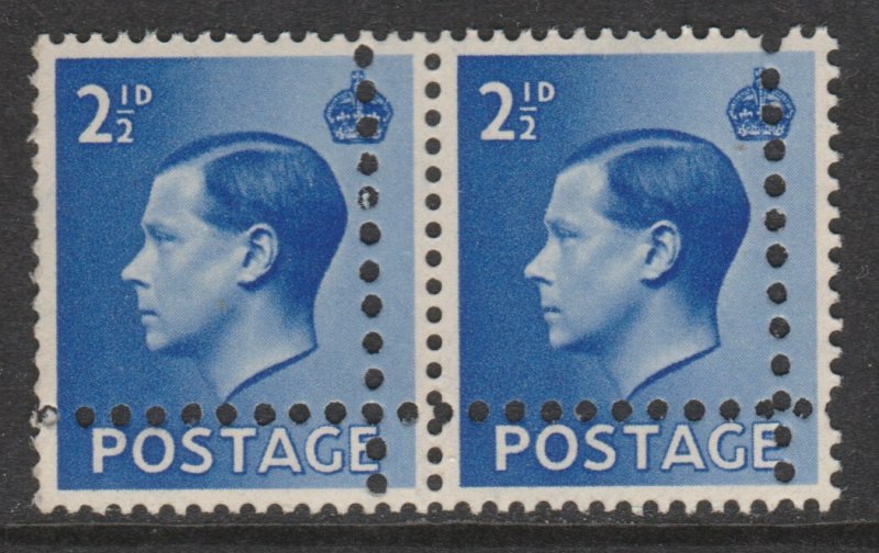 GREAT BRITAIN 1936 KE8 2.5d horiz pair with DOUBLE PERFORATIONS