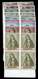 Spain #1095-1104 Cat$74+, 1962 Zurbaran, complete set in sheet margin blocks ...