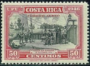 Costa Rica #C152 Air Mail Stamp 1947 50c Columbus in Cariari  Unused Mint