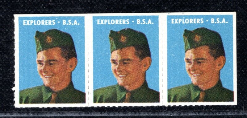 USA SCOUT STAMP/LABEL Strip {3} *EXPLORERS - BSA* Mint UMM MNH 2WHITE67 