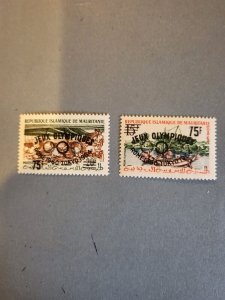 Stamps Mauritania Scott #126-7 large ovpt  hinged