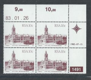 SOUTH AFRICA SC# 577 UR CONTROL B/4 VF/MNH 1982