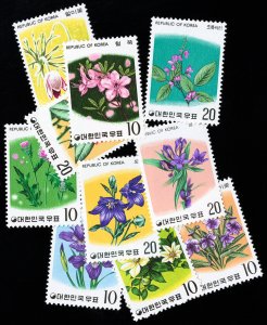 Korea Stamps # 944-53 MNH Flower Set