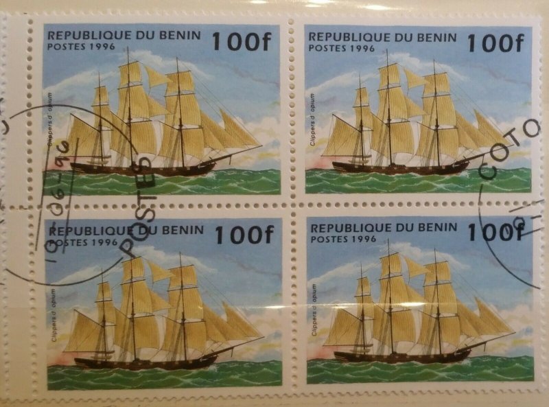 Republique du Benin 1997 Sailing Ships Blocks of 4 Boats Nautical