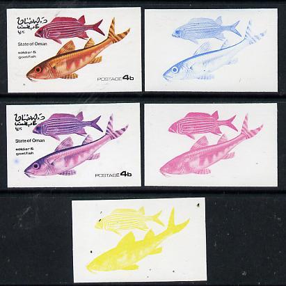 Oman 1974 Tropical Fish 4b (Soldier & Goatfish) set o...