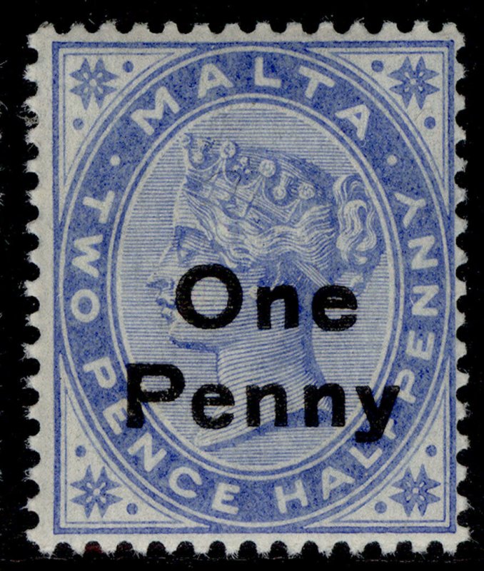 MALTA EDVII SG37, 1d on 2½d bright blue, LH MINT.