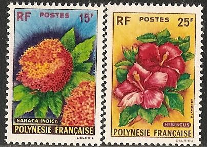 Fr. Polynesia 196-7 Mint OG 1962 Flowers CV $40.00