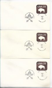 USA 1987 SET COVERS SPECIAL POSTMARK VISIT OF POPE JOHN PAUL II TO 9 DIFF CITIES