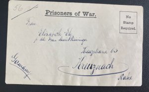 1917 Isle Of Man England Prisoner War Knoekaloe Camp LS Cover To Germany Ely