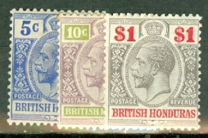 JS: British Honduras 75-83, 88a-b, 91 mint CV $200; scan shows only a few