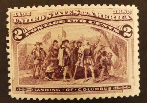 STAMP: US #231 2¢ PURPLE COLUMBIAN EXPOSITION, MogNH