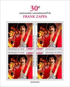 NIGER - 2023 - Frank Zappa - Perf 4v Sheet - Mint Never Hinged