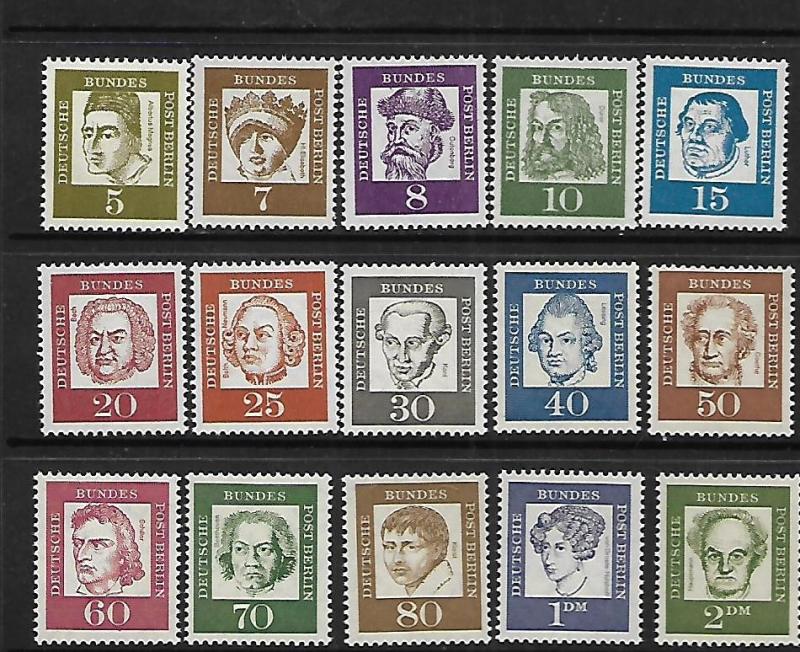 BERLIN, 9N176-9N190,  MNH, PORTRAITS