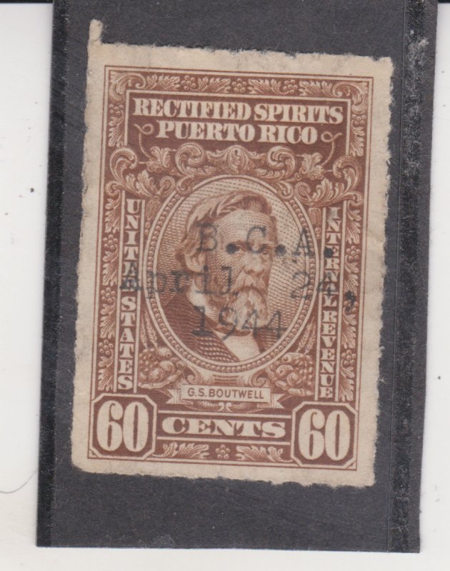 Puerto Rico Scott # RE46 60¢ Rectified Spirits (1944) Used BCA CXL