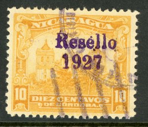 Nicaragua 1927 Cathedral Provisional 10¢ w/Ditto Ink VFU V315 ⭐