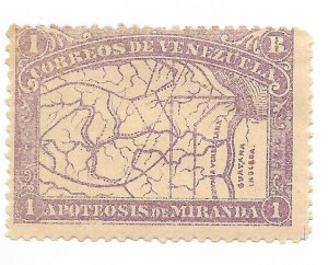 VENEZUELA 1896 MAP OF VENEZUELA PURPLE SCOTT 141 MICHEL 52 MINT HINGED