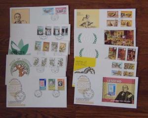 Lesotho First Day Covers 1978 1980 Trees Insects Reptiles Flight Waterfalls IYC