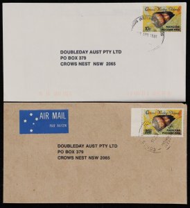 COCOS (KEELING) ISLANDS 1991 covers (2) franked 1991 Provisional to NSW. Scarce.