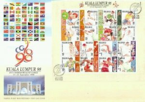 KL 98 XVI Commonwealth Games Malaysia 1998 Badminton Swim Sport Athlete (MS FDC)