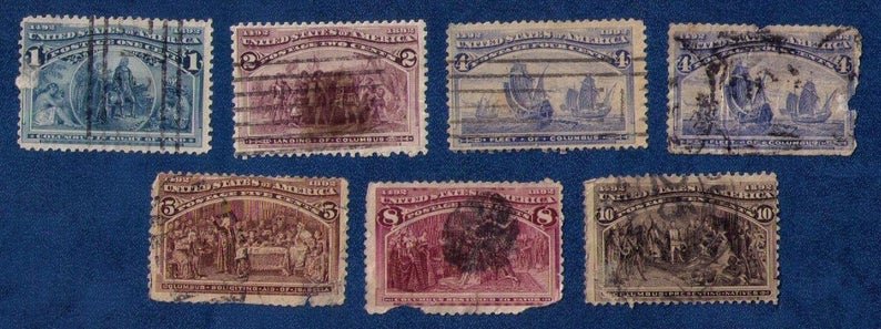 US 1892 Columbian Expo Issue Lot Scott Nos.230,231,233(2ea)And Sc 234.236,237