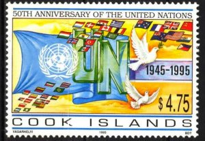 Cook Islands 1995 50Th United Nations UNO Flags MNH