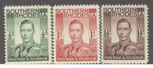 Southern Rhodesia, Scott #42-44, MH